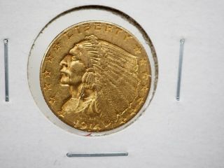1914 U.  S.  Indian Head $2.  50 Gold Quarter Eagle Coin