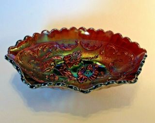 Fenton Oval Carnival Glass Candy Dish Bowl - Iridescent Amethyst Purple 3