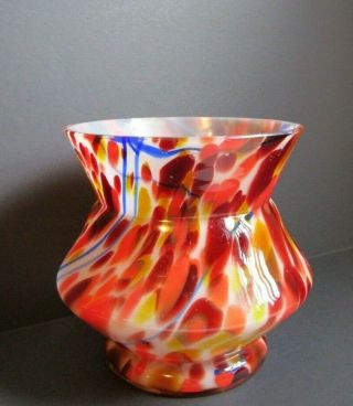 Spatter Czech Glass Vase Franz Welz Ruckl Kralik Art Deco Era Bohemian 4.  25 "