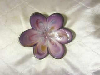 Glass Eye Studio Art Glass Flower Paperweight Trinket Dish / Bowl Usa Nr