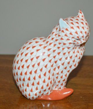 Herend Hungary Orange Fishnet Persian Cat,  Porcelain Figurine 5383 W/24kt Gold