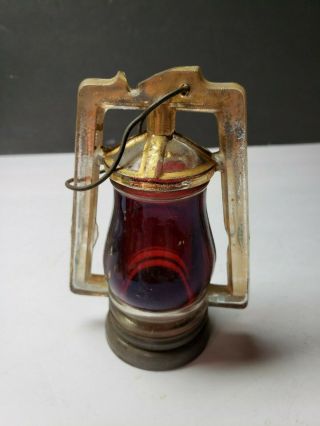 RARE RUBY STAIN CONEY ISLAND SOUVENIR GLASS CANDY CONTAINER LANTERN 2
