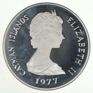 Silver - Huge - 1977 Cayman Islands 50 Dollars - World Silver Coin 64.  6g 918