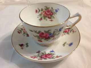 Crown Staffordshire Fine Bone China Tea Cup And Saucer England Pink/gold