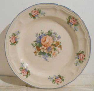 Vintage Tabletops Unlimited Victoria Beige Stoneware Salad 7 3/4 " Plate Roses