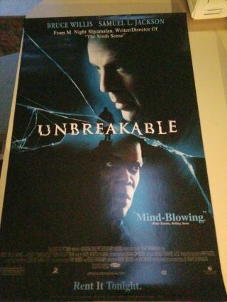 UNBREAKABLE Movie DVD POSTER M NIGHT SHYAMALAN Samuel L Jackson Bruce Willis 2
