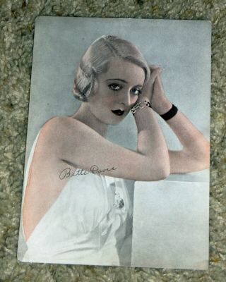 1930s Hollywood Fan Photo Tinted Lithograph Bettie Davis 653