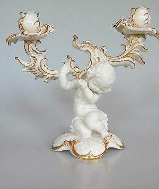 Karl Tutter Hutschenreuther Selb Germany Cherub Double Candleholder
