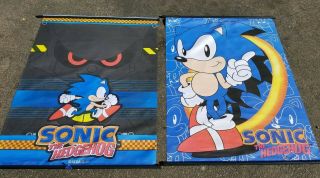 2 Sega Sonic The Hedgehog Video Game Cloth Scroll Advertising Banners