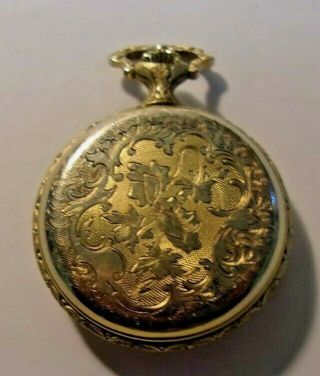 Vintage 17 Jewel Swiss Made Pocket Watch Gold Toned Deer Hunter Case 3