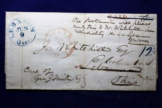 Us Stampless Cover Cincinnati To Lebanon Ohio Forwarded Mail