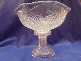 Vintage INDIANA GLASS PUNCH BOWL w/ PEDESTAL & 10 CUPS Daisey Fine Cut 3