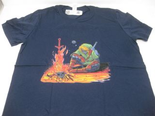 Zelda Graphic Tee Mens Sz Small The Adventure Of Link Fire Anvil Navy T - Shirt S