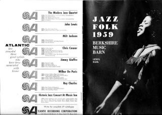 Jazz & Folk Berkshire Music Barn Lenox,  Ma (1959) Program Of Shows For Season