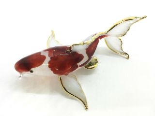Miniature Fancy Carp Koi Fish Figurine Blown Glass Animal Hand Craft Decor V6
