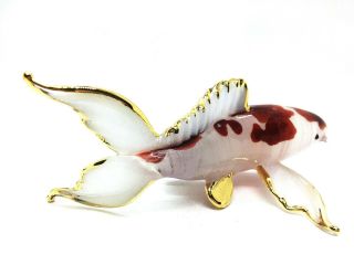 Miniature Fancy Carp Koi Fish Figurine Blown Glass Animal Hand Craft Decor V6 3