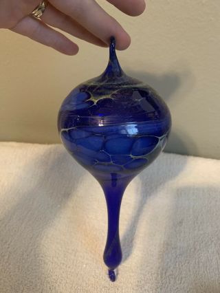 Huge 10.  5”hand Blown Glass Gazing Ball Teardrop Christmas Ornament Orb