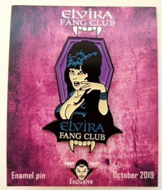 Elvira Fang Club Enamel Pin Horror Movie Mistress Dark Vampire Fright Crate Gift