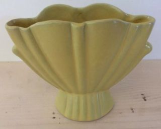 Bauer Cal - Art California Art Pottery 4 1/2” Matt Yellow Vase Mid Century Fan