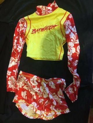 Baywatch Hawaii Screen Worn Yellow & Hibiscus Swimsuit Brooke Burns Aka Jessie
