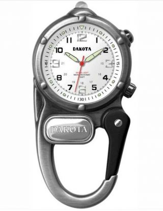 Dakota Watch Company Mini Clip Microlight Watch Silver Military Dial