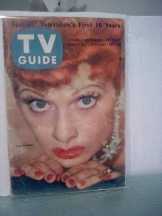 Vintage Tv Guide Jan.  12 - 18,  1957 - I Love Lucy Lucille Ball Photo Cover
