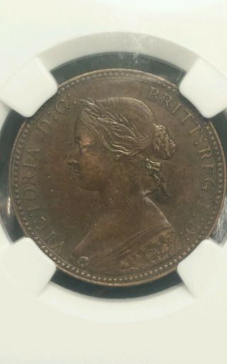 1860 Great Britain Victoria Half Penny 1/2p Beaded Borders Ngc Xf 45