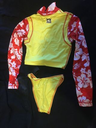 Baywatch Hawaii Screen Worn Yellow & Hibiscus SwimSuit By Brande Roderick Leigh 2