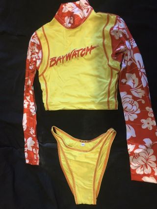 Baywatch Hawaii Screen Worn Yellow & Hibiscus Swimsuit By Stacy Kamano Kekoa T