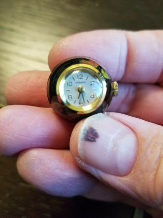 Vintage Consul Necklace Ball Watch Black Enamel With Roosters Swiss Mechanical