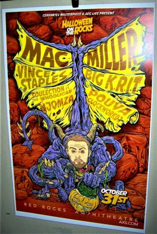 Mac Miller In Concert Rare Show Poster Denver Co October 31st 2016 Red Rocks