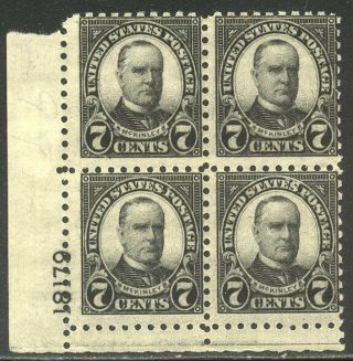 U.  S.  588 Nh Plate Block - 1923 7c Black,  P10 ($425)