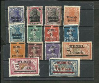 Germany Memel Lot 14 Different Stamps Mnh