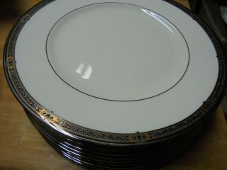 Set Of 10 Lenox " Vintage Jewel " Fine Bone China Dinner Plates - Made In Usa