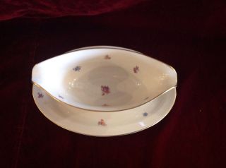 Vintage Pickard Floral Chintz China Gravy Boat Bowl Attached Saucer Look 2