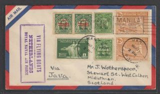 (g2795) Philippines - Usa.  1935 Manila To Java First Flight Cover