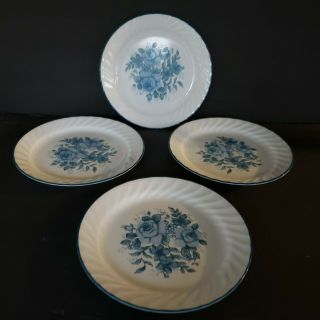 Set Of 4 Corelle Blue Velvet 9 " Luncheon Plates -