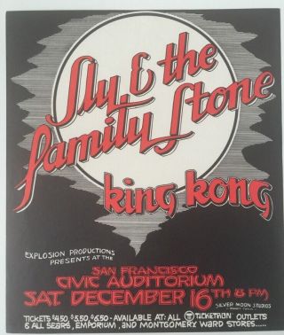 Sly And The Family Stone Civic Auditorium San Francisco Handbill 12/16/1972