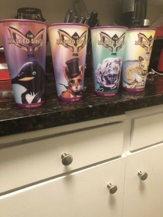The Masked Singer Collectible Re - Usable Dishwasher Safe Cups Leopard Fox Penquin