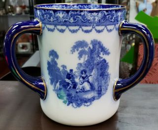 Circa 1900 English Doulton Burslem Porcelain Watteau Pattern Loving Cup