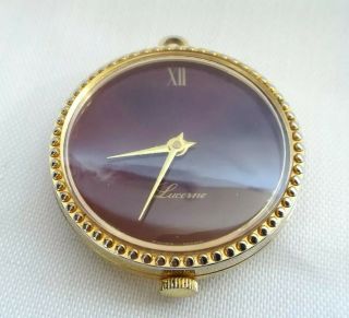 Vintage Lucerne Swiss Made Wind - Up Pendant/ Pocket /fob Watch Simple Maroon Face