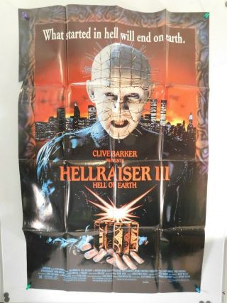 Vintage Hellraiser 3: Hell On Earth Movie Poster Folded 27 " X 41 "