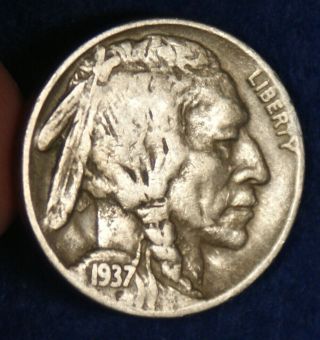 1937 - D 5c Indian Head Buffalo Nickel 3 Legs Key Date