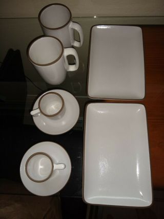 Heath Ceramics 2 Opaque White Coffee Mugs Espresso Cups Saucers & Dinner Plates