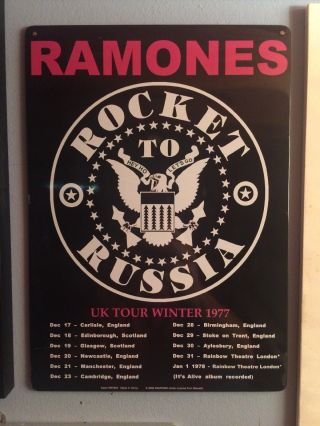 The Ramones Rocket To Russia Concert Poster Tour Rock Music Tin Sign Uk Tour Hof