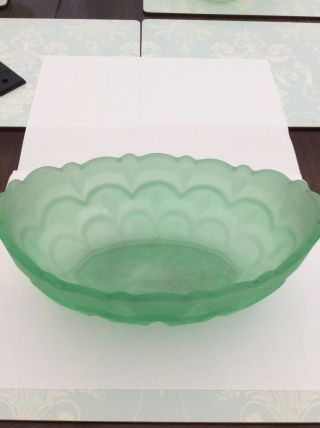 Uranium Frosted Glass ‘Bagley’ Boat Bowl 2
