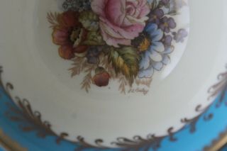 Aynsley J.  A.  Bailey Signed Teacup Tea Cup Saucer Cabbage Rose Bouquet Gold 3