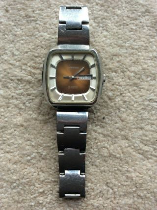 Vintage Corronade 25 Jewel Stainless Steel Automatic Wristwatch Bronze Face