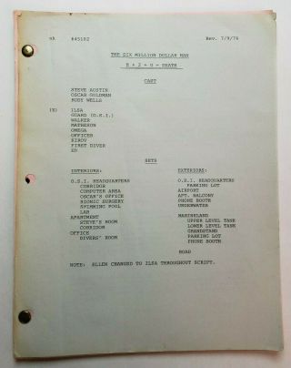 The Six Million Dollar Man / 1976 Tv Series Script,  Lee Majors " H,  2,  O = Death "