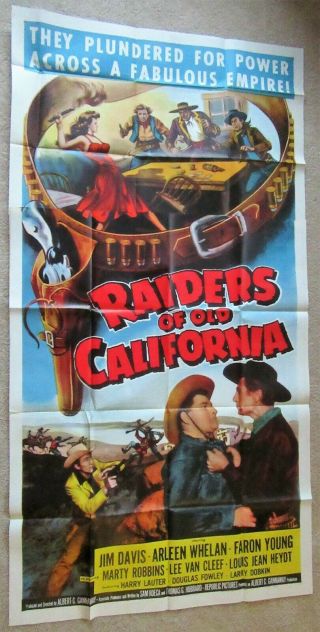 Raiders Of Old California 1957 3sht Movie Poster Fld Jim Davis Ex